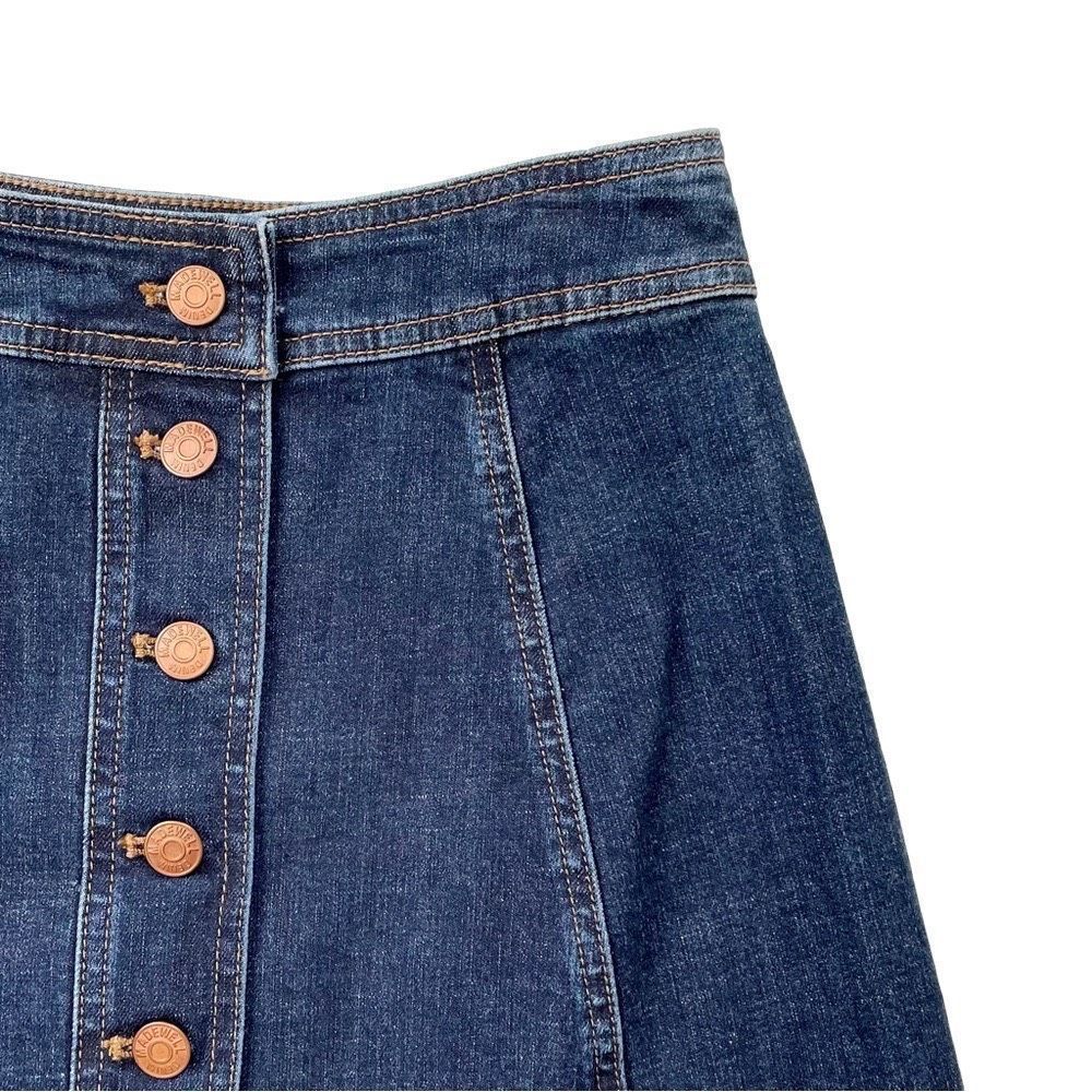 Madewell A-Line Mini Skirt Button-Front Edition Stretch Dark Blue 0 - Picture 3 of 6